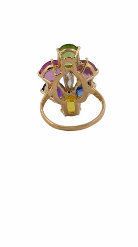 Bague 61 Bague multi pierres or jaune 18 carats 58 Facettes