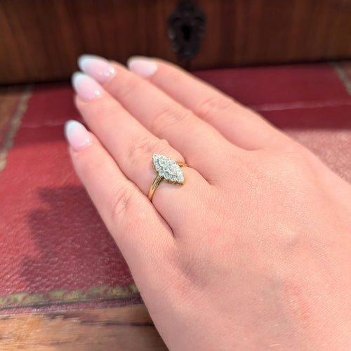 Bague 53 Bague marquise en or jaune et diamants 58 Facettes 30057