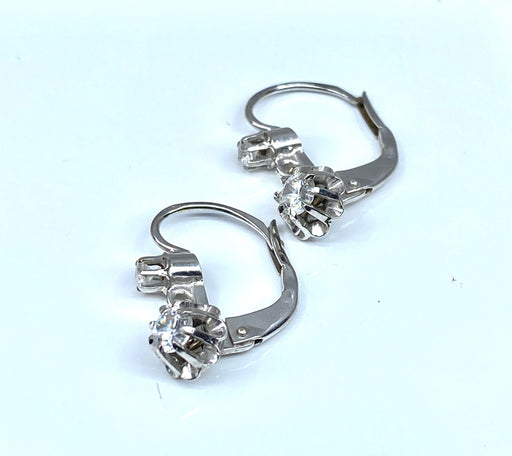 Earrings Leverback earrings in white gold with white stones 58 Facettes AB320