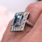 Bague 52 Bague aigue-marine rectangulaire et diamants 58 Facettes 22-223
