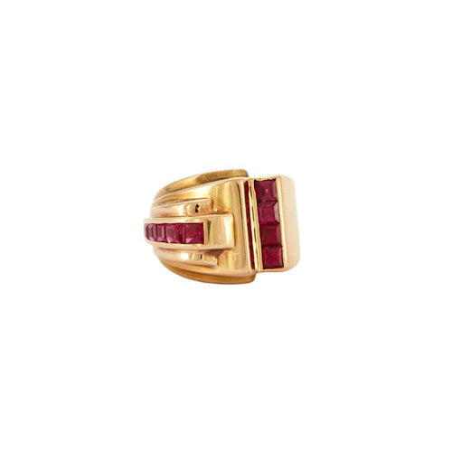 Bague 55 Bague Tank Or jaune Rubis 58 Facettes