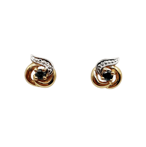 Boucles d'oreilles Puces d'oreilles vintage style art nouveau en or 18k et saphirs 58 Facettes A06585