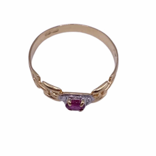 Ring 56 Art Deco Ring Yellow Gold & Ruby 58 Facettes 16-GSJE274