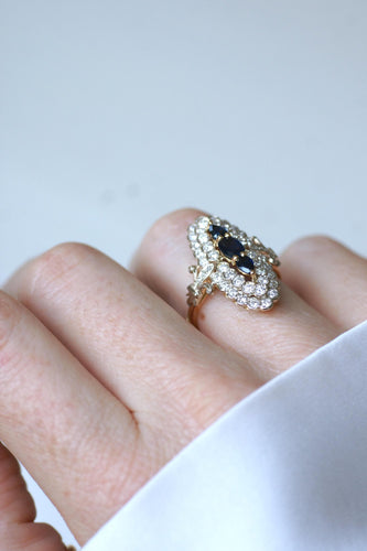 Bague 53 Bague Marquise Saphirs et Diamants Or Jaune 58 Facettes