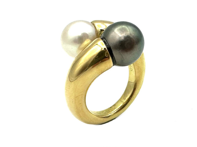 Bague 51 CARTIER. Bague "Toi et Moi" en or jaune 18K et perles 58 Facettes