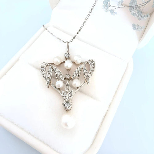 Collier Collier pendentif Art Nouveau perles fines et diamants en or 18K 58 Facettes AA 1620