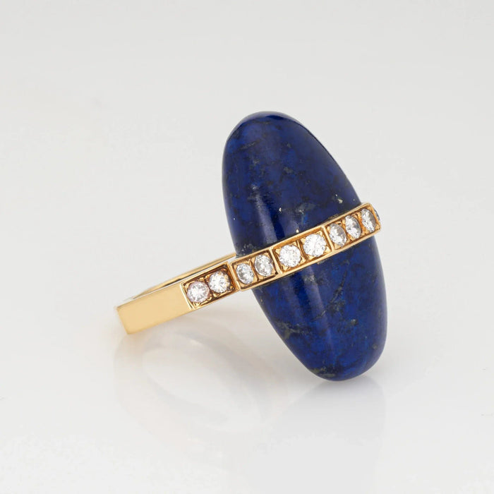 Bague 49 Bague vintage années 70 lapis diamant abstraite or jaune 58 Facettes G13579