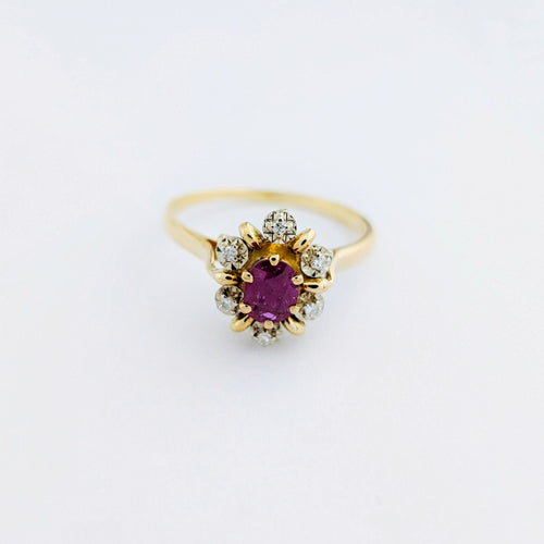 Bague 54 Bague Marguerite Or Jaune diamants et rubis 58 Facettes 32293