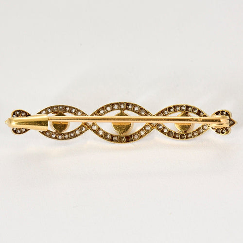 Broche Broche barette or jaune et blanc, diamants et perles 58 Facettes MAN0944