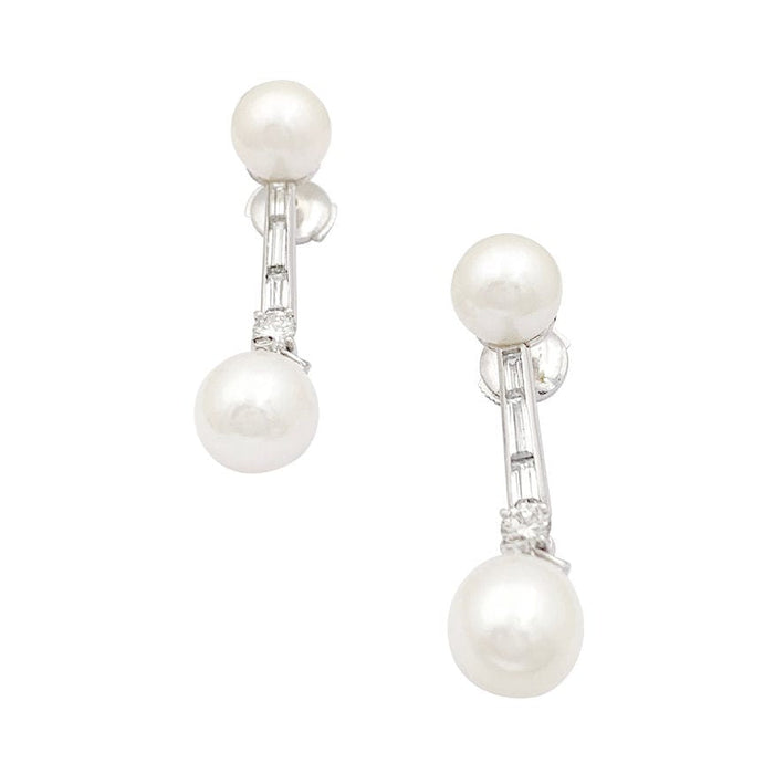 Boucles d'oreilles Boucles d'oreilles perles, diamants, platine, or blanc. 58 Facettes 33846