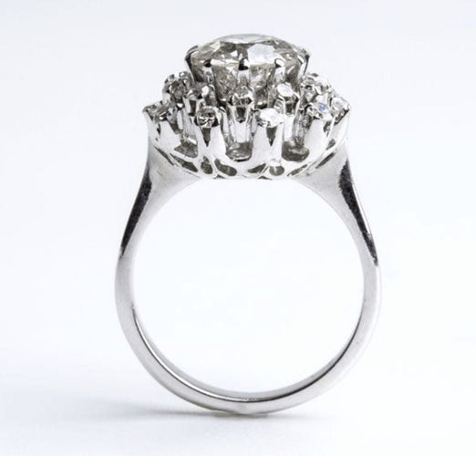 Bague Bague en or blanc avec diamant taille européenne ancienne 58 Facettes