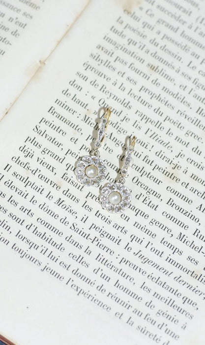 Boucles d'oreilles Boucles d'oreilles Art Deco Perles et Diamants 58 Facettes