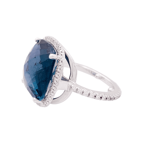 Bague 49 Bague or, topaze bleue, diamants. 58 Facettes 34031