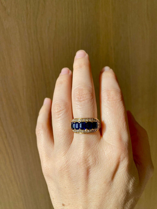 Bague 53 Illario - Natural Sapphire and Diamond Band Ring 58 Facettes