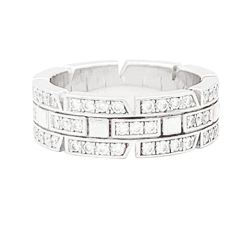 Bague 48 Bague Cartier or blanc, diamants "Tank Française". 58 Facettes 33679