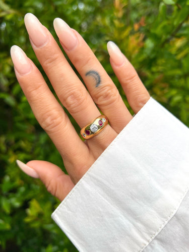 Bague Jonc Diamants et Rubis