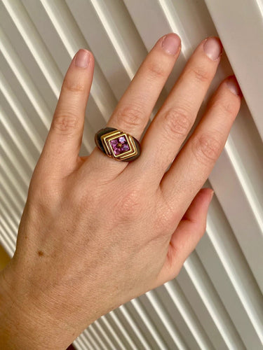 Bague Bulgari Hematite & Tourmaline Gold Ring 58 Facettes