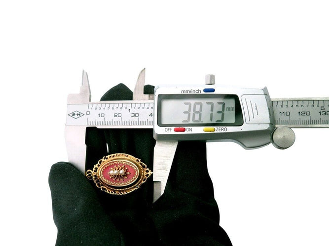 Pendentif vintage pendentif broche medaillon porte photo perles en or jaune 18k 5.9g xxeme 58 Facettes 268154