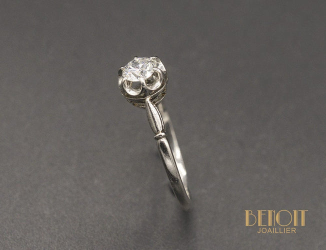 Bague 53 Solitaire Or blanc Diamant taille Ancienne 58 Facettes A10423