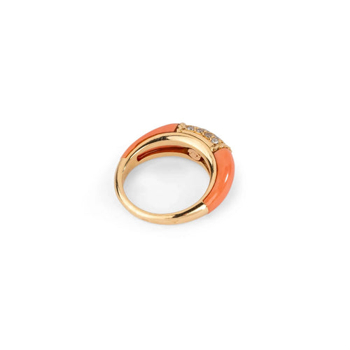 Bague Bague Van Cleef &amp; Arpels, collection Philippine en or jaune et corail 58 Facettes 1
