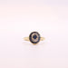 Ring 52 Marguerite Ring Round Sapphire and Diamonds yellow gold 58 Facettes