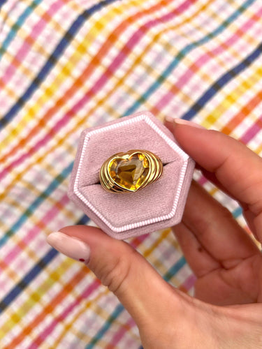 Bague 53 Bague coeur or jaune topaze 58 Facettes