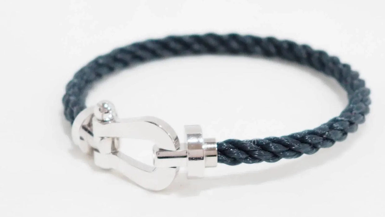 Bracelet Fred - Bracelet "Force 10" GM "Roland Garros" en or blanc et grenat 58 Facettes 32726