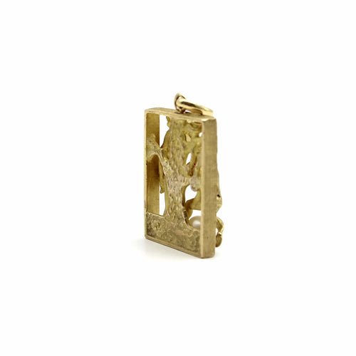Pendentif Pendentif vintage Adam et Ève en or 14 carats avec rubis et perle 58 Facettes