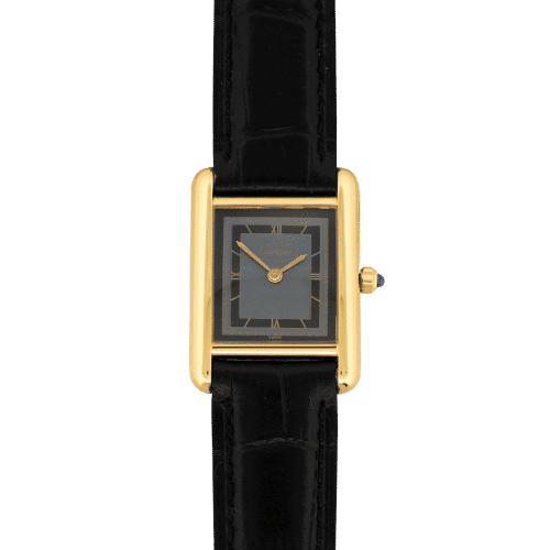 Montre Cartier - Montre Tank Must cadran gris chemin de fer en vermeil 58 Facettes