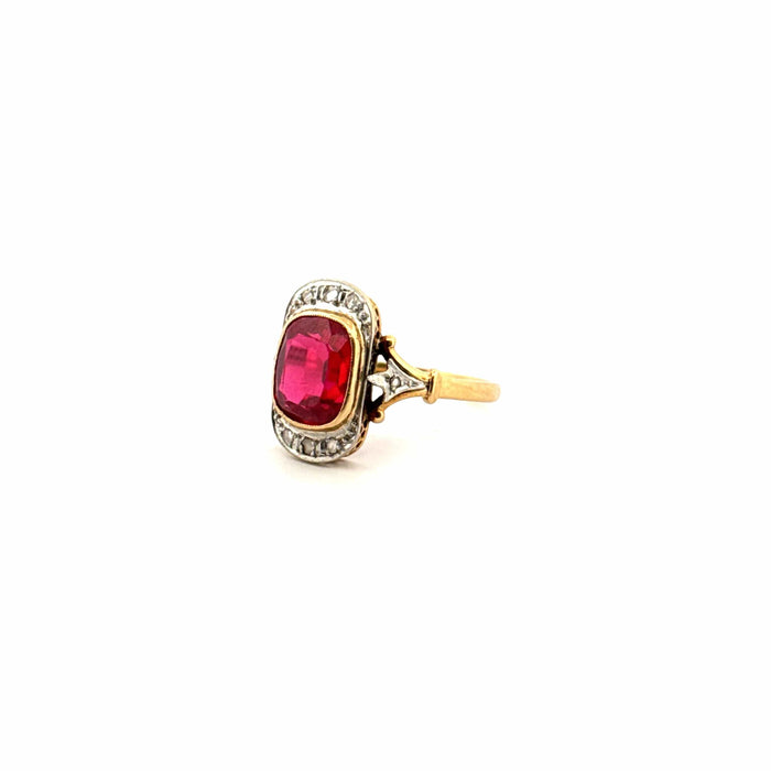 Bague Bague Vintage Platine et Or Jaune 18k Rubis & Diamants 58 Facettes 47-GS35433