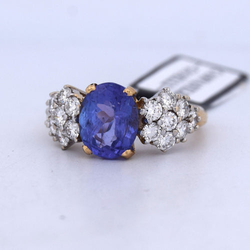 Bague 55 Bague ancienne en or jaune 18 carats avec saphir de 5,00 carats et diamants 58 Facettes AN502