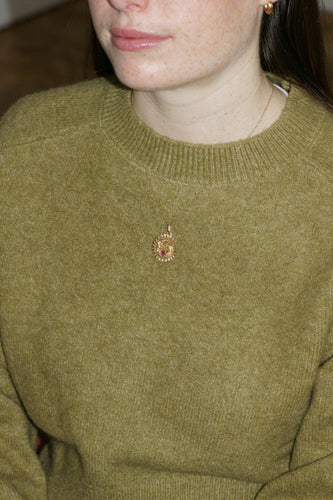 Pendentif Médaille Or Jaune Anges Coeur Rubis "Il Bat Pour Toi" 58 Facettes