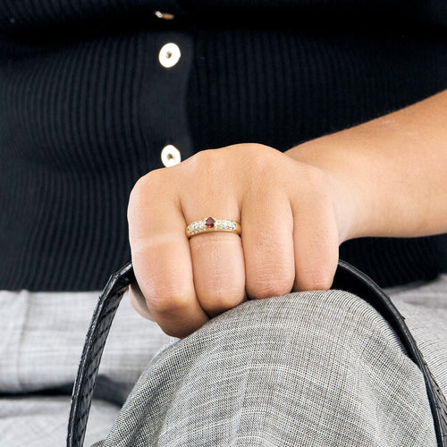 Bague 52,5 Bague or jaune, rubis et diamants 58 Facettes LIS2077