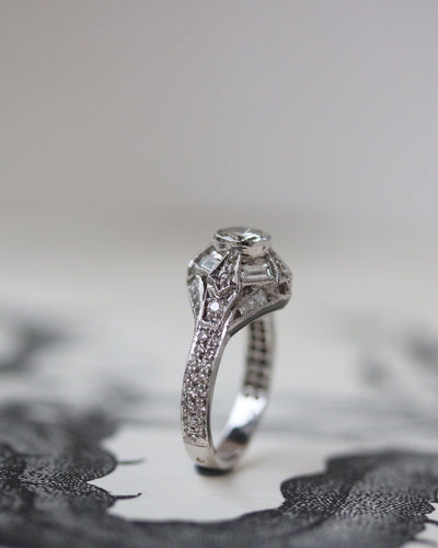 Bague 54 Bague Solitaire Art Déco Diamants 58 Facettes A11351