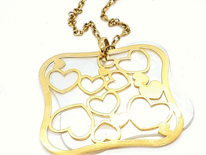 Collier Chaîne + pendentif Or jaune Nacre