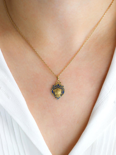 Médaille religieuse Art nouveau émail plique à jour bleu