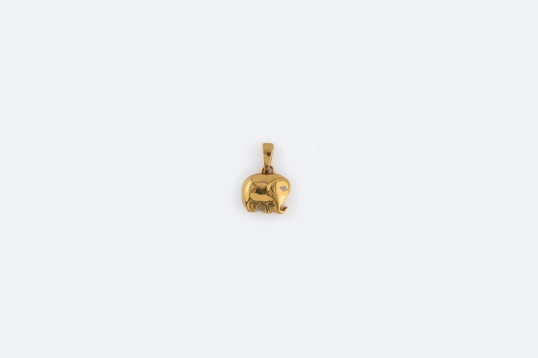 Pendentif éléphant diamant en or jaune