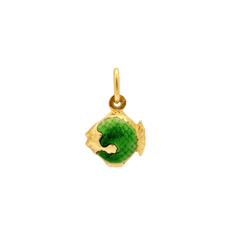 Pendentif Pendentif poisson vintage signé Fabor en or jaune et émail vert 58 Facettes 33322