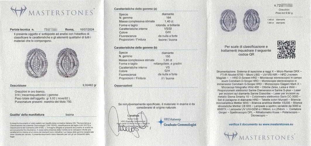 Boucles d'oreilles Boucles d'oreilles en or blanc avec diamants de 3,20 carats 58 Facettes