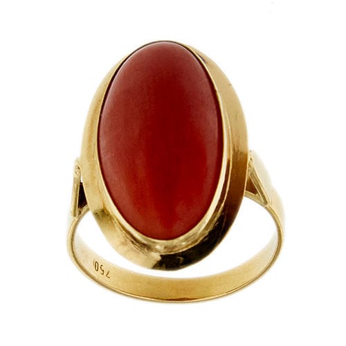 Bague 53 Bague en or jaune avec corail rouge 58 Facettes 37274