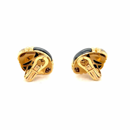 Boucles d'oreilles Boucles d'oreilles Bulgari en or jaune 18 carats avec diamants et hématite 58 Facettes
