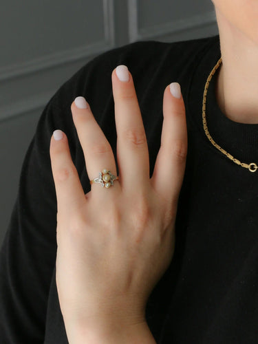 Bague Bague Art Nouveau perles diamants 58 Facettes J354