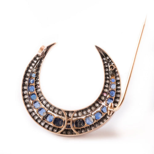 Broche Broche croissant saphirs et diamants 58 Facettes 14-104