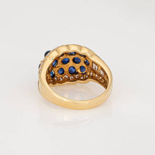 Bague 54 Bague en or jaune 18 carats, saphir cabochon et diamant, taille 6,75. Bijou vintage raffiné. 58 Facettes G14083