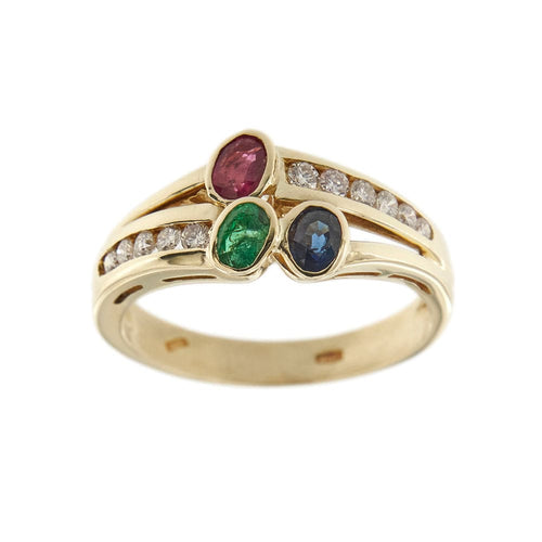 Bague Bague avec rubis, émeraude, saphir et diamants 58 Facettes 30024