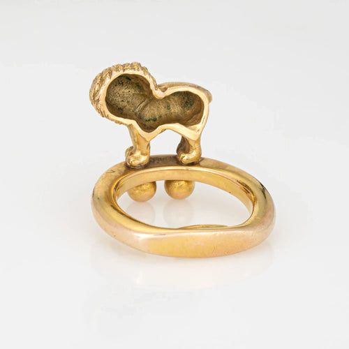 Bague Ring debout lion sz 6.5 bande 14k jaune or bijoux de biens d'animaux fins 58 Facettes G13678