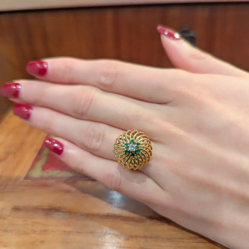 Bague 48 Bague en Or Jaune, Diamant et Pierres Vertes 58 Facettes 32611