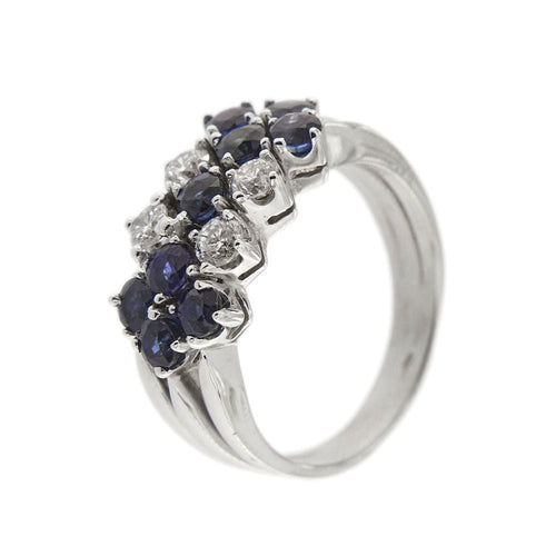 Bague 56 Bague 3 rangs diamants et saphirs 58 Facettes 30225