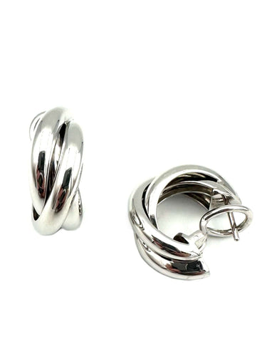 Boucles d'oreilles CARTIER. Collection "Trinity Mahé", boucles d'oreilles or blanc 18K 58 Facettes