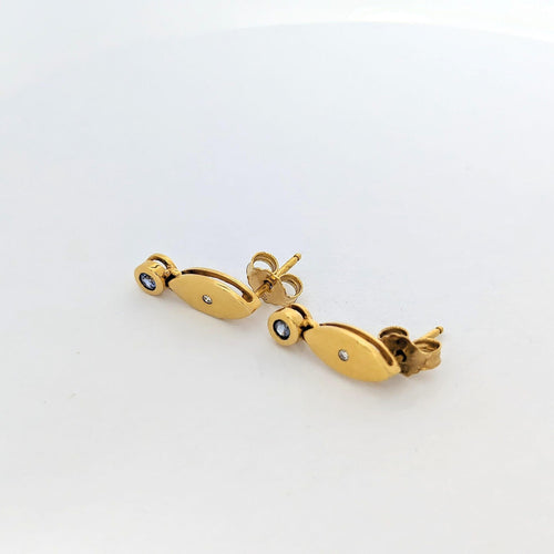 Boucles d'oreilles or jaune et diamants